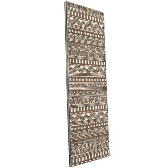 48" x 16" Brown Wood Handmade Intricately Carved Tribal Wall Décor